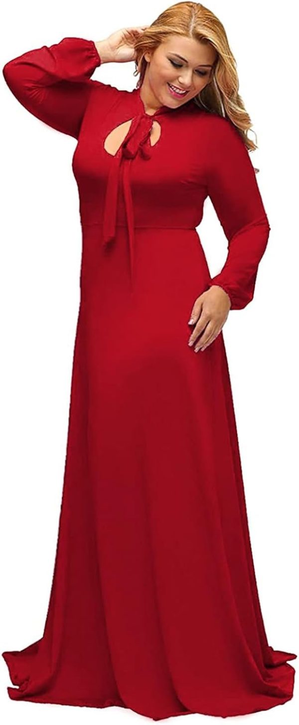 LALAGEN Women's Vintage Long Sleeve Plus Size Evening Party Maxi Dress Gown