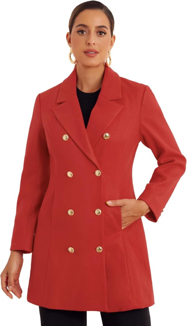 Allegra K Winter Peacoat for Women's Notch Lapel Trench Double Breasted Coats