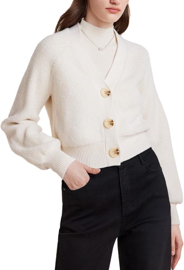 GOEILA Long Sleeve Button Up Open Front Knit Cardigan Sweaters